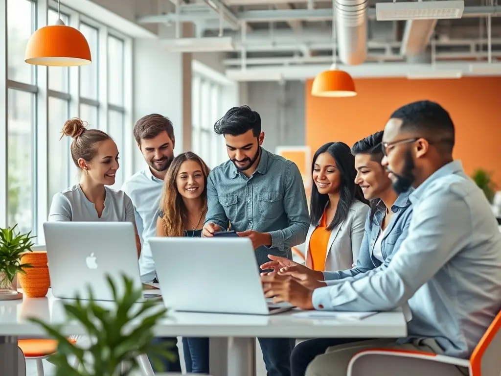 An image of a diverse team analyzing data on multiple screens with AI algorithms visualized, representing FastRise's AI Consulting services.